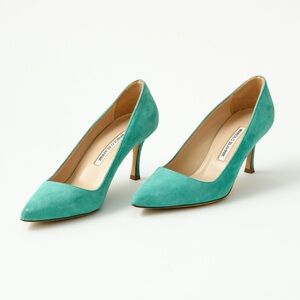 Manolo Blahnik Green Heels Classic Pointed-Toe